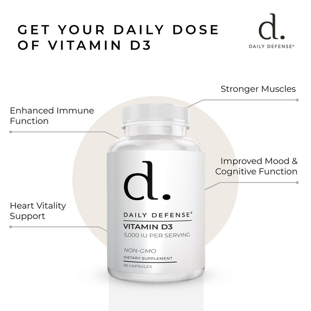 Vitamin D3 5,000 IU Per Serving Non-GMO by Daily Defense