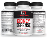 Kidney Support Supplement - Kidney Defense Kidney Detox & Cleanse - With Cranberry Extract, Astragalus Root, & More for Urinary Tract, Kidney and Bladder Support by Consumer Nutrition - 60 Capsules