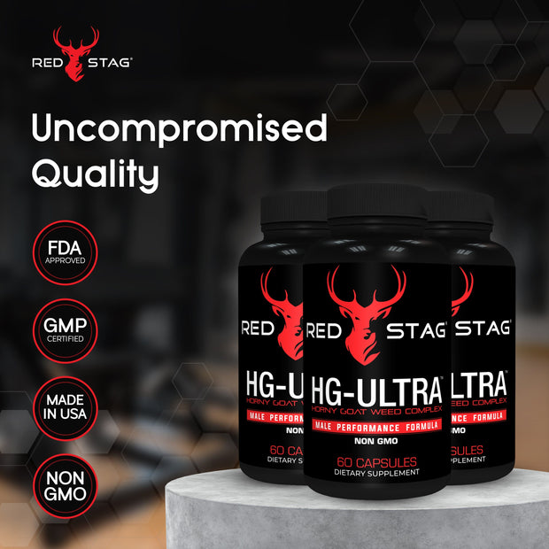 RED STAG® Supplement for Men - Red Stag HG Ultra Horny Goat Weed Extract with Maca Root Powder, Tribulus Terrestris, Saw Palmetto & Tongkat Ali Powder for Low T & Male Enhancement