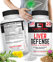 Liver Defense Herbal Liver Detox Cleanse with Solarplast, Artichoke Extract, Milk Thistle & Dandelion Extract, for Liver Cleanse & Detox by Consumer Nutrition - 60 Capsules