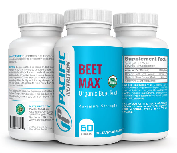 Pacific Nutrition Beet Max Organic Beet Root Powder Tablets Promotes Energy!